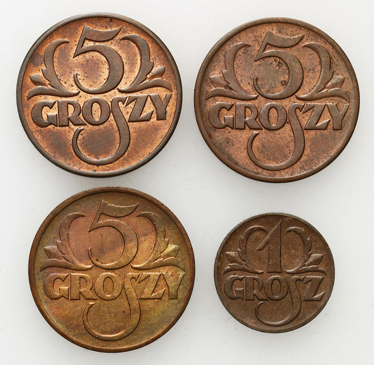 II RP. 1, 5 groszy 1923-1923, zestaw 4 monet